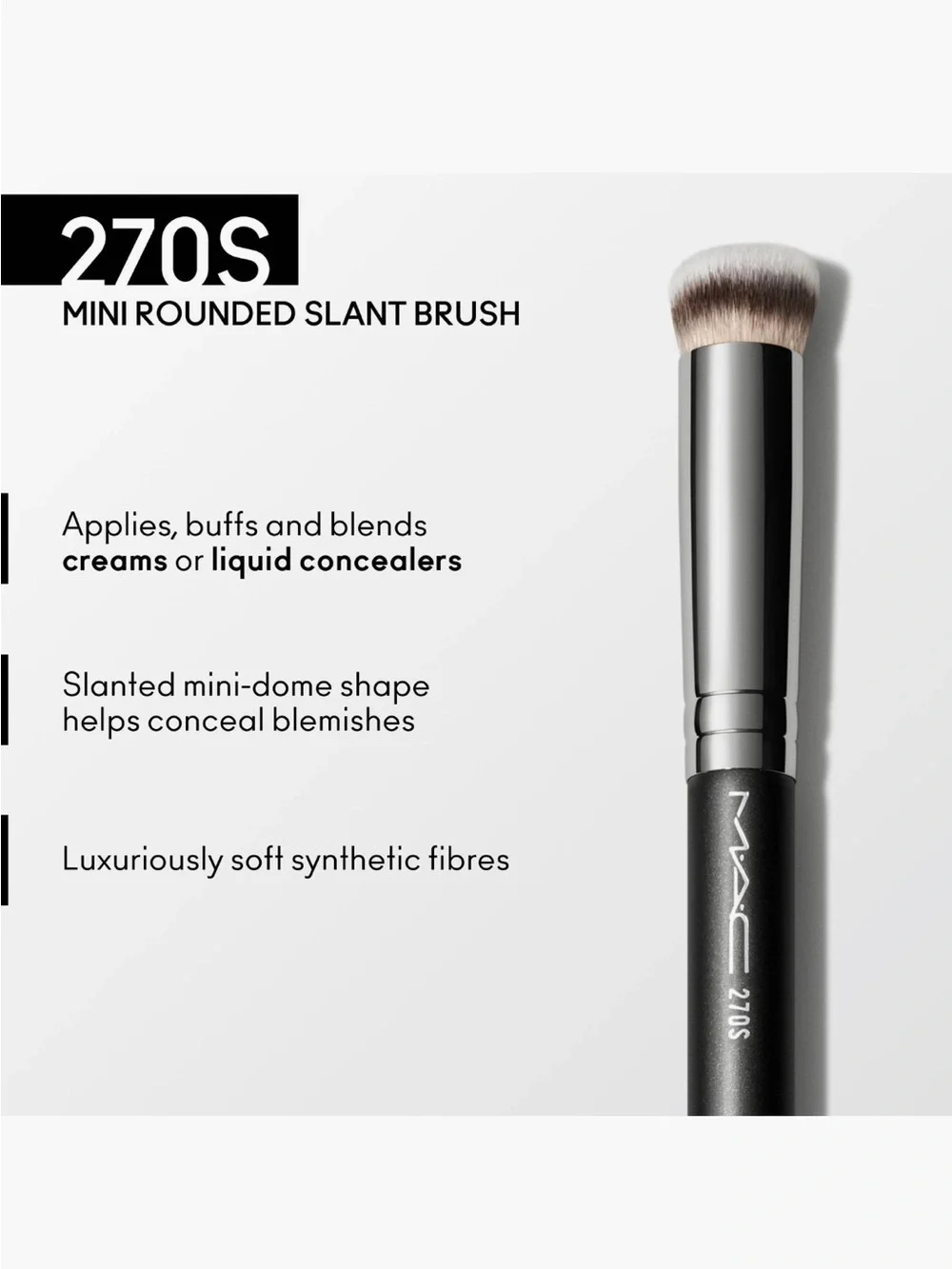 MAC Cosmetics 270S Mini Rounded Slant Brush Concealer Black & Silver